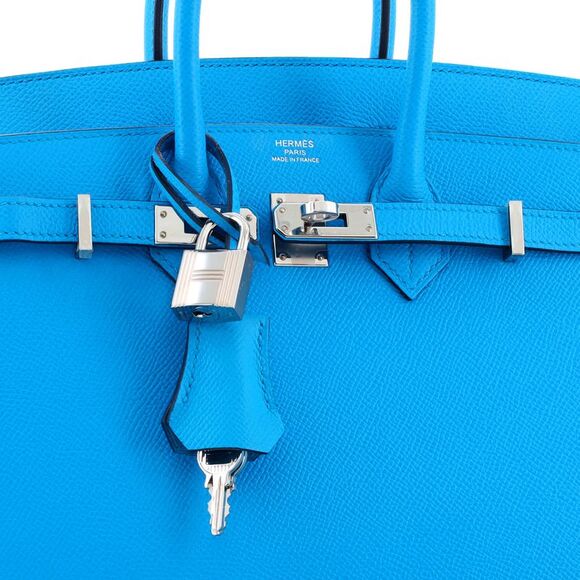 Hermes Birkin Sellier Bag Bleu Frida Epsom with Palladium Hardware 25 Blue - Picture 7 of 8